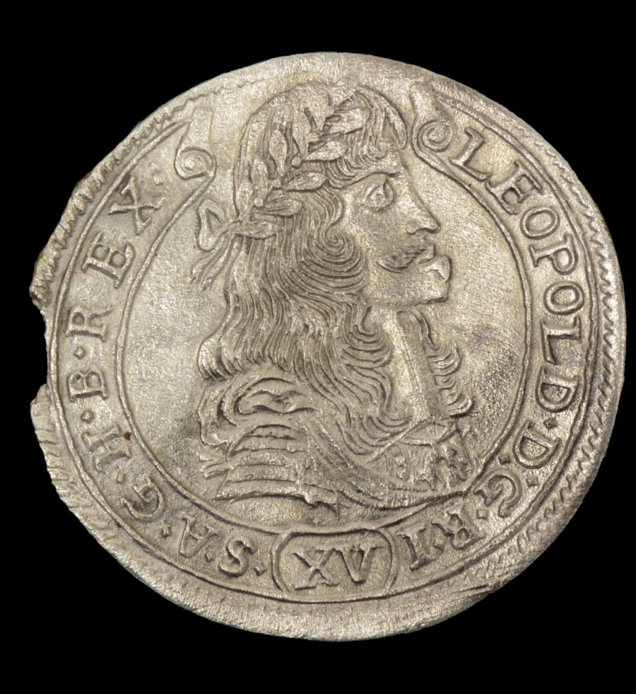 Minca z r. 1678 s portrétom Leopolda I., reverz Fotogaléria